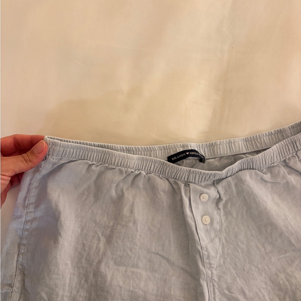 Brandy Melville High Waist Striped Shorts - Light Blue Keira boxer lounge pj - Picture 4 of 6